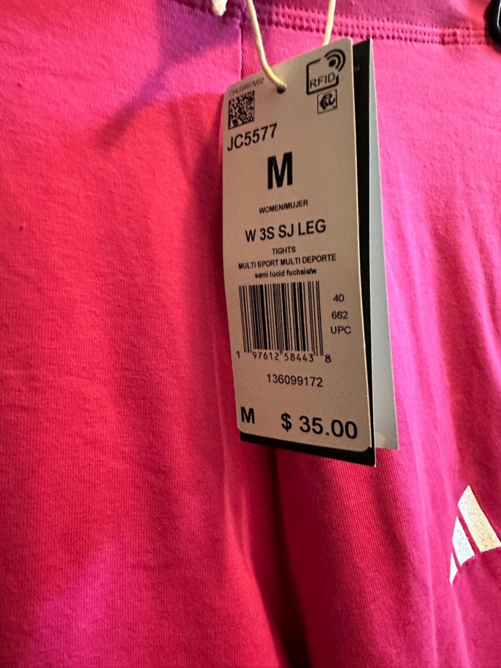 adidas Pink Athletic Leggings with White Side Stripes - Picture 6 of 6